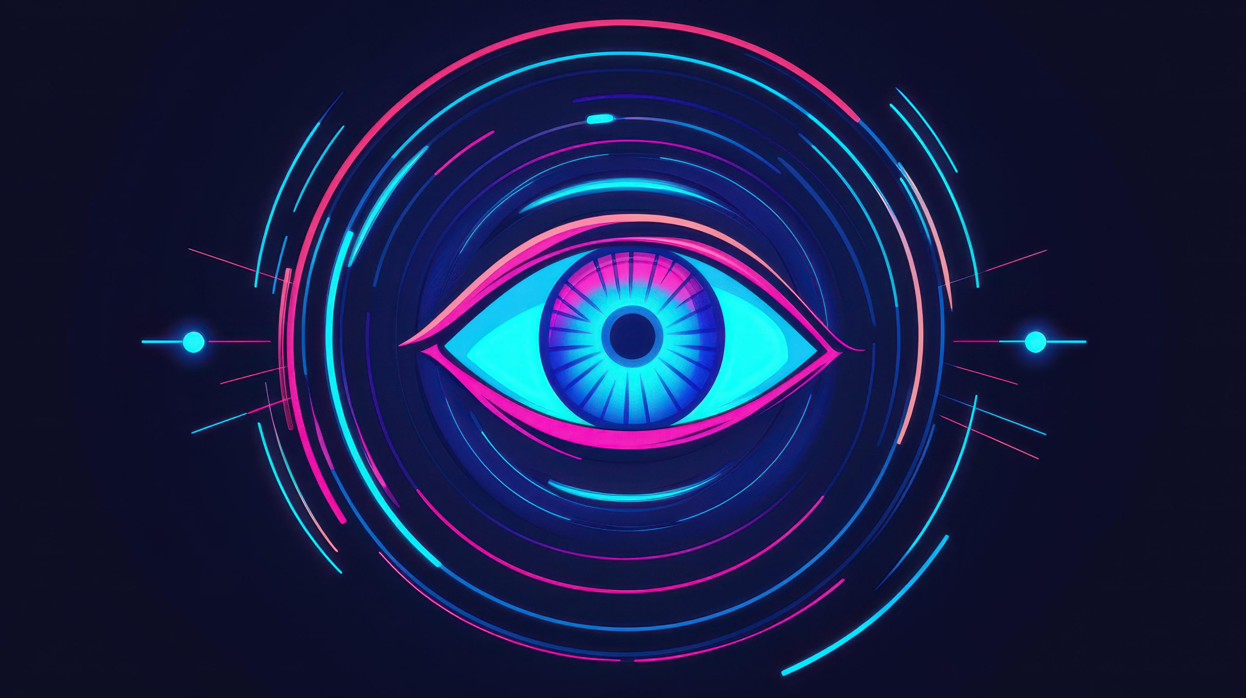 Eye scan outline icon with a smooth rotation effect, perfect for web and mobile UI design, set against a soft blur.